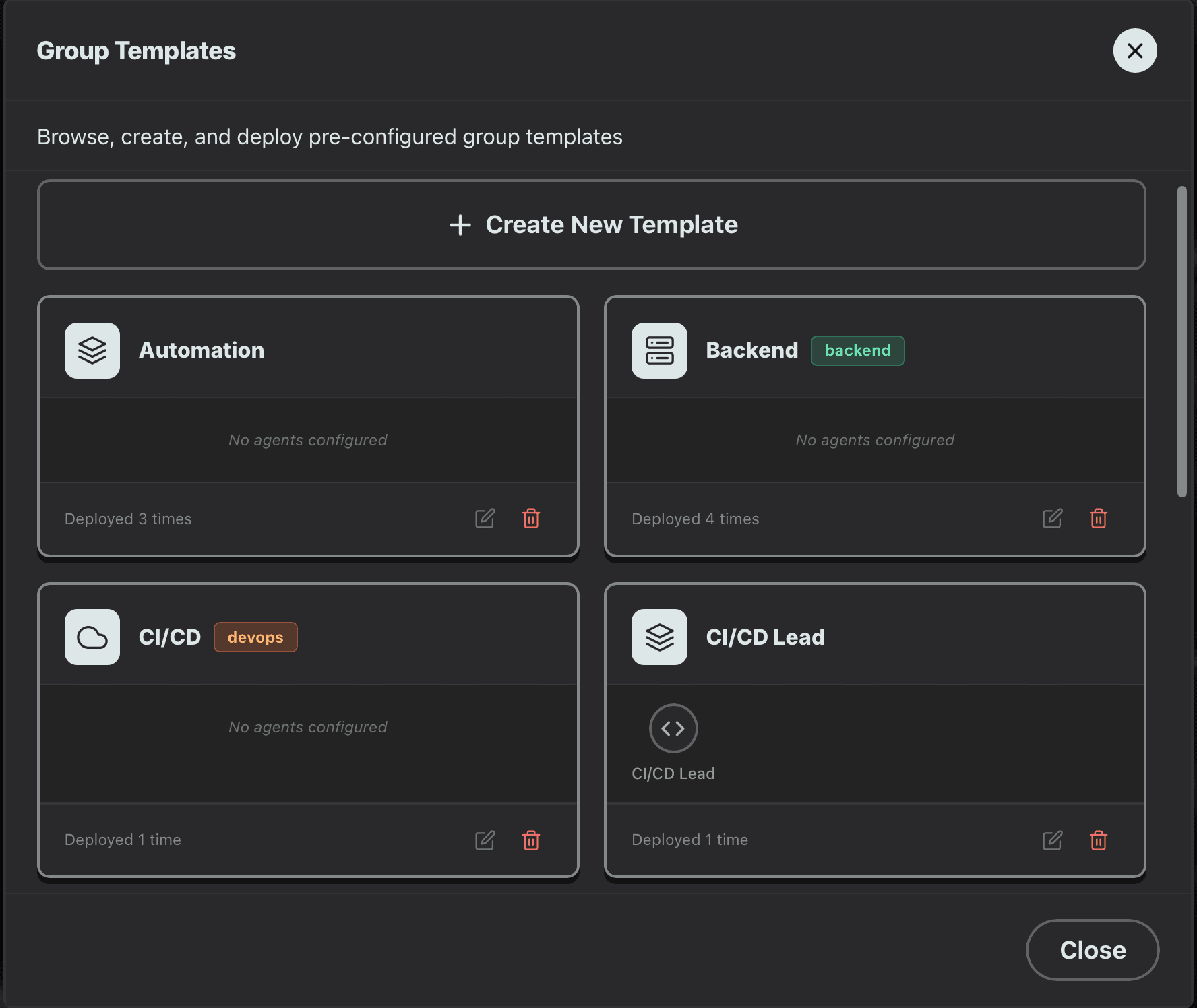 Template library view